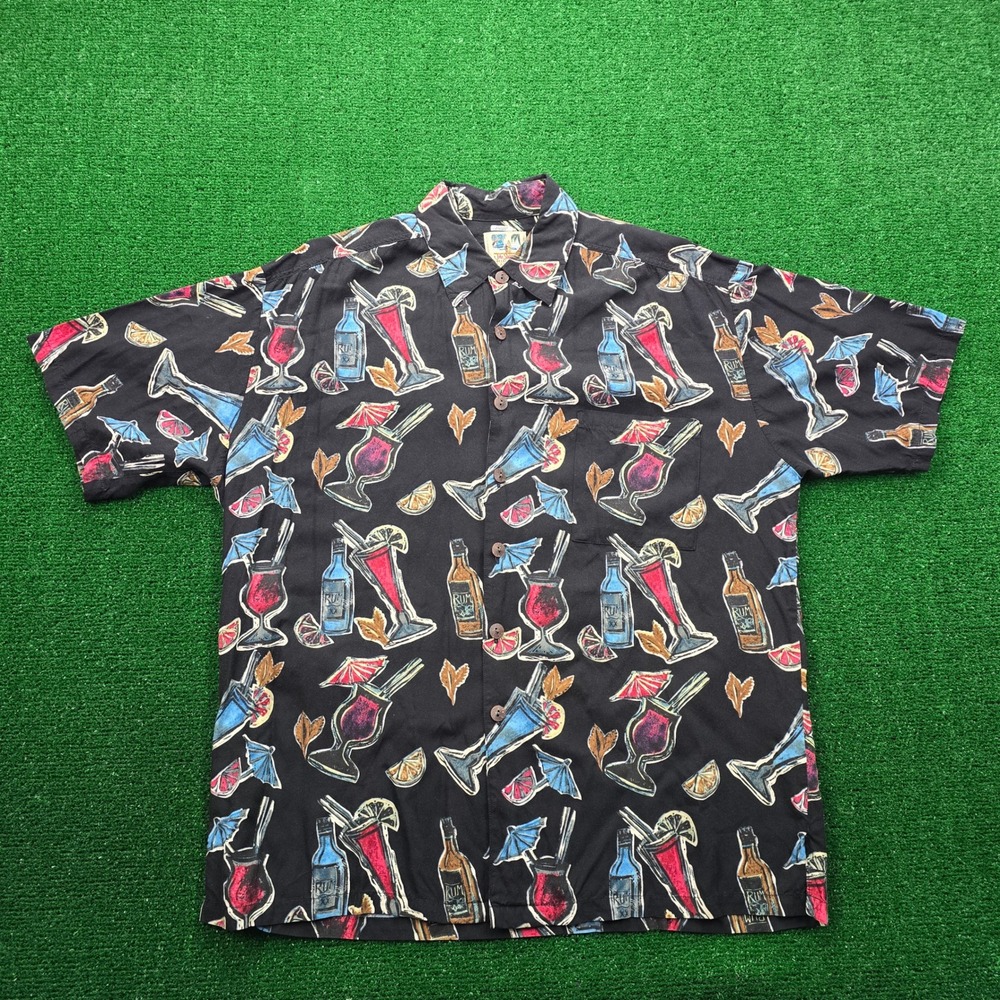 John Severson Kahala Hawaiian Shirt Mens Large Rayon Rum Cocktail Margarita